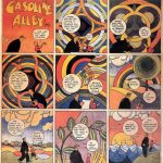 Gasoline Alley by Frank King - 9 square panel grid, but abstract circular images throughout the entire composition