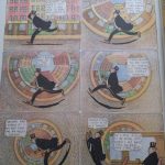 Winsor McCay Dream of Rarebit Fiend - grid page, but background collapsing into a circle inside each panel