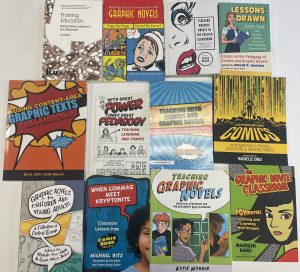 Photo of Book covers of books on comics teaching