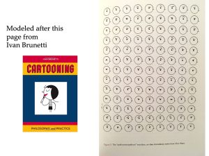 book cover and example page with eyebrows from Ivan Brunetti's cartooning