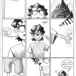9-panel grid comics page, student talking about the importance of play and doing funny things with the panels as they go...
