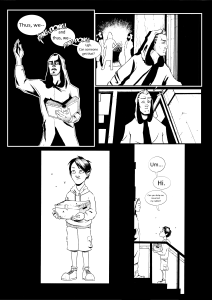 Description: A sample of panels from Punk Undead, which has a dark, almost gothic style in detailed black and white line drawings. The team developed high quality description for this, and we encourage you to check out here, link for audio: https://youtu.be/Ebur7KmBqWs?si=kh8U93-Di4sP5r2hdddsss