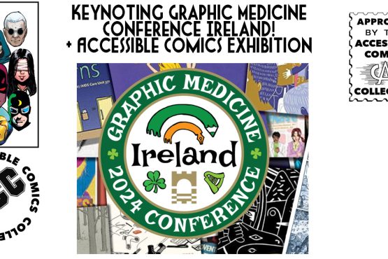 a collage of images related to graphic medicine conference and blind exhibition
