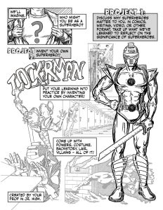 this page is about how students will create their own characters for class - and I demonstrate it using Lockerman which I created in Jr. High