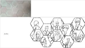 photo of architectural feature alongside comic made using that feature as basis for layout