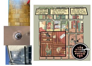 photo of architectural feature alongside comic made using that feature as basis for layout