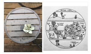 photo of architectural feature alongside comic made using that feature as basis for layout