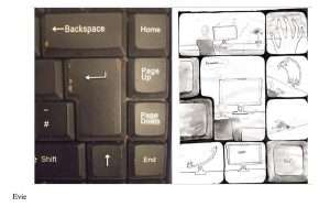 photo of architectural feature alongside comic made using that feature as basis for layout