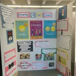 trifold poster discussing the works of Raina telgemeier