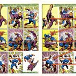 9panel grid page of captain america fighting Batroc the Leaper drawn by Jack Kirby. Lots of action lines!