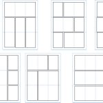 a set of blank compositions showing ways the 9-panel grid can be smooshed to make different kinds of configurations