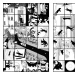 From Serge Baeken's Sugar: Life as a Cat - two 4by6 panel pages with the cat doing all sorts of crazy things