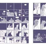 pages from Tillie Walden's spinning - first one a 4 by 6 grid, the next one is the same, but many are smooshed together