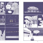 pages from the same sequence of Tillie Walden's spinning - the smooshes have pushed this to a 2by3 grid with one split, then a 1 by 3 with one extra split